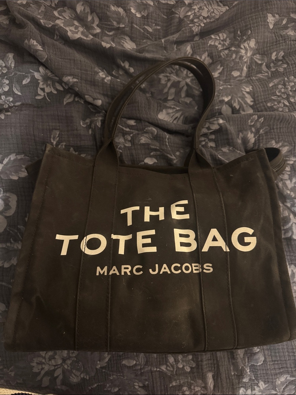 Marc Jacobs Black Canvas Duffel Tote with White Logo